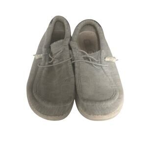 HEYDUDE Wally Men’s Gray Woven Canvas Slip-On  Casual Shoes US 11